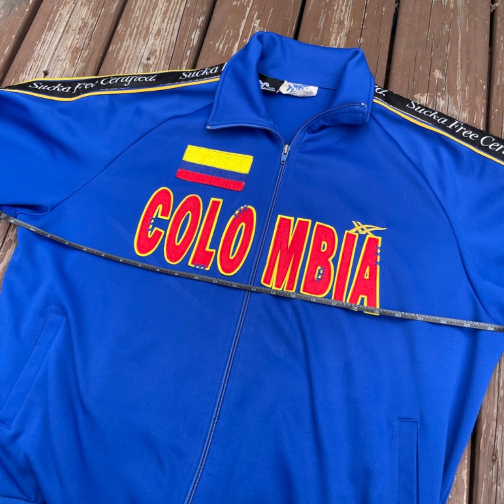 Vintage Upcycled Asics Tiger Colombia 'SuckaFreeCertified' Track Jacket - Picture 5 of 9